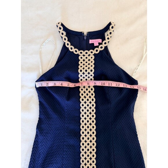 Lilly Pulitzer Sasha Shift Dress True Navy Blue Eyelet Lace  Size 00 - Picture 3 of 6